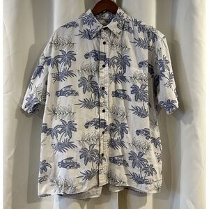Big‎ Dog Men's Size Large Button Up Shirt Blue Hawaiian Short Sleeve Collar